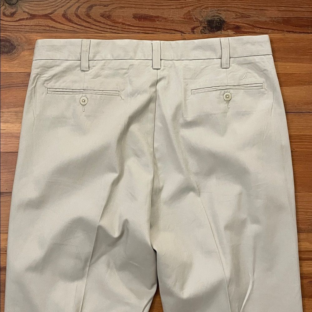 Nautica Khaki Cotton Twill Pleated Pants Mens Size 36x30 Work Preppy - Picture 13 of 13